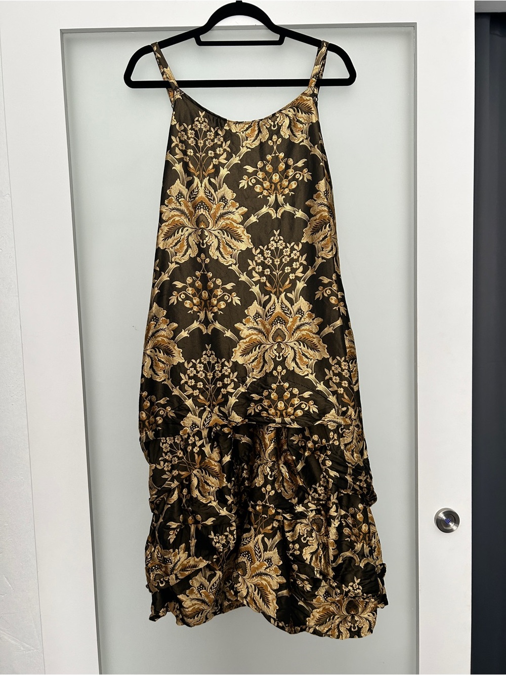 Krista Larson gold tunnel slip silk dress one size